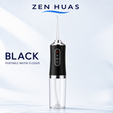 Portable Water Flosser 220ml Rechargeable Oral Irrigator with 3 Modes, 4 Nozzles and 360 Rotating Tip - Black