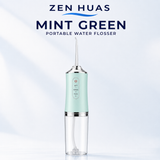 Portable Water Flosser 220ml Rechargeable Oral Irrigator with 3 Modes, 4 Nozzles and 360 Rotating Tip - Mint Green