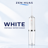 Portable Water Flosser 220ml Rechargeable Oral Irrigator with 3 Modes, 4 Nozzles and 360 Rotating Tip - White
