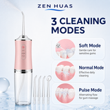 Portable Water Flosser 220ml Rechargeable Oral Irrigator with 3 Modes, 4 Nozzles and 360 Rotating Tip - product detail 1