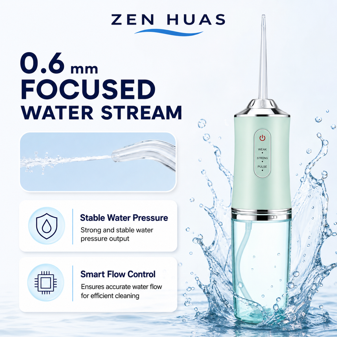 Portable Water Flosser 220ml Rechargeable Oral Irrigator with 3 Modes, 4 Nozzles and 360 Rotating Tip - product detail 6