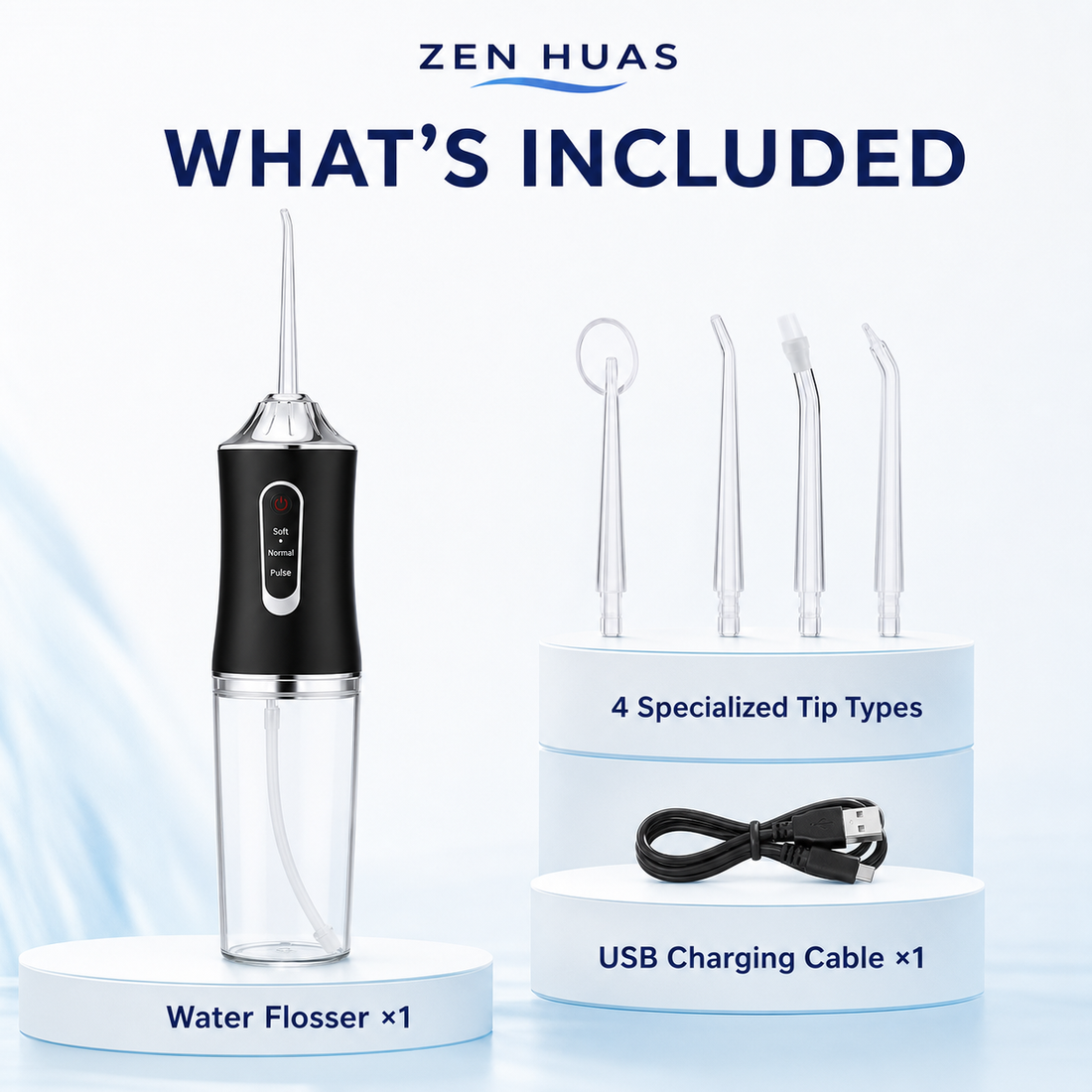 Portable Water Flosser 220ml Rechargeable Oral Irrigator with 3 Modes, 4 Nozzles and 360 Rotating Tip - product detail 8