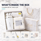 Premium 3 in 1 Gift Set UPF50+ Umbrella 380ml Thermal Cup Face Towel Marble Gift Box Corporate Door Gift - product detail 1