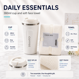 Premium 3 in 1 Gift Set UPF50+ Umbrella 380ml Thermal Cup Face Towel Marble Gift Box Corporate Door Gift - product detail 3