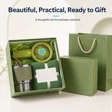 Premium 3-in-1 Gift Set with Portable Fan, 320ml Glass Cup, Cotton Towel and Box for Birthday Thank You - product detail 1