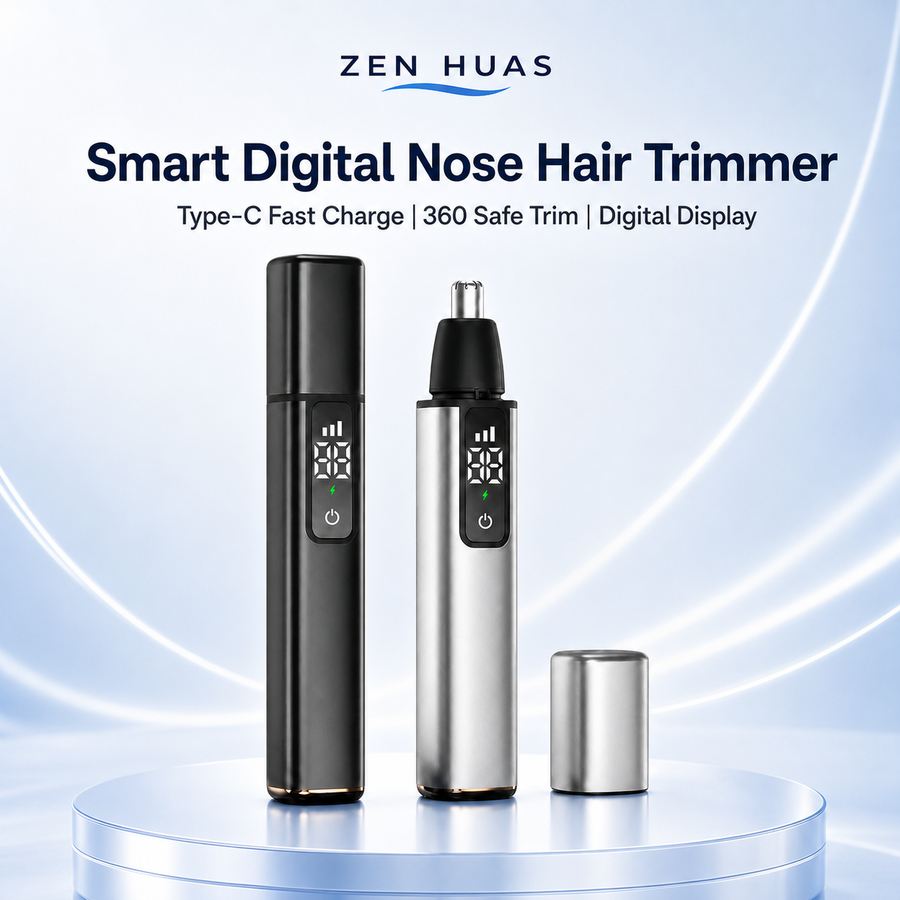 Rechargeable Electric Nose Hair Trimmer with LED Digital Display, 360 Degree Head and Type-C Fast Charging