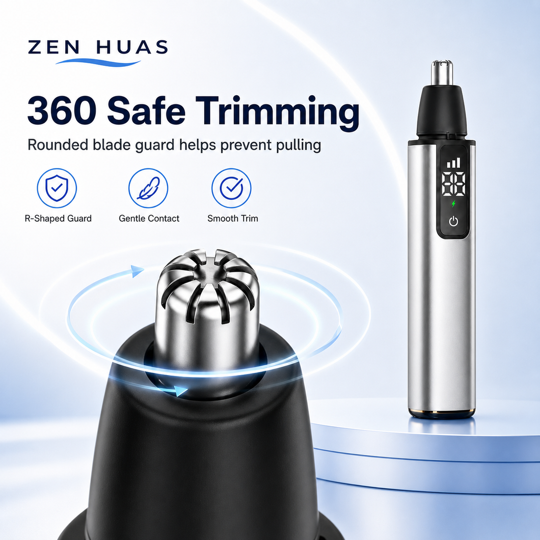 Rechargeable Electric Nose Hair Trimmer with LED Digital Display, 360 Degree Head and Type-C Fast Charging - product detail 2