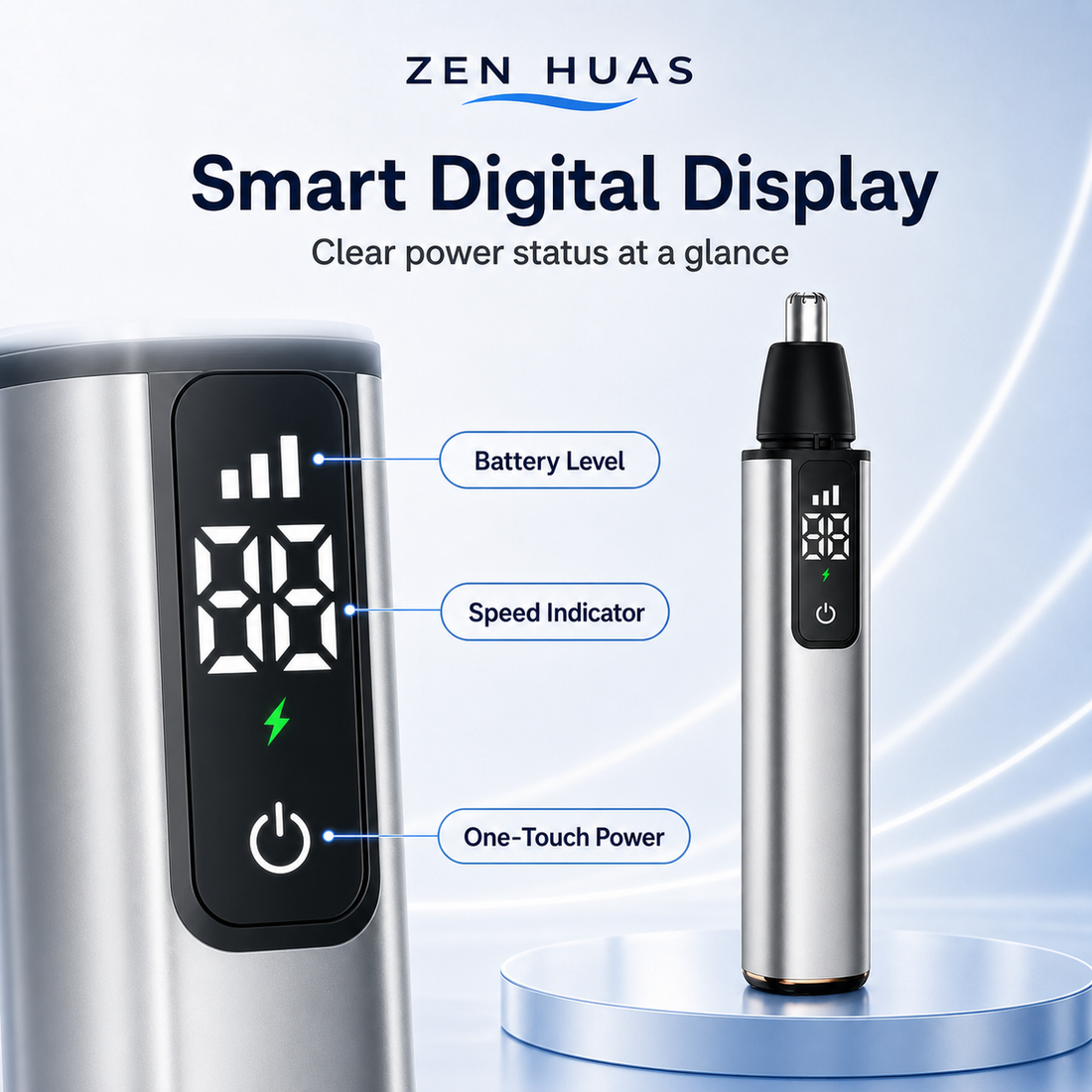 Rechargeable Electric Nose Hair Trimmer with LED Digital Display, 360 Degree Head and Type-C Fast Charging - product detail 3