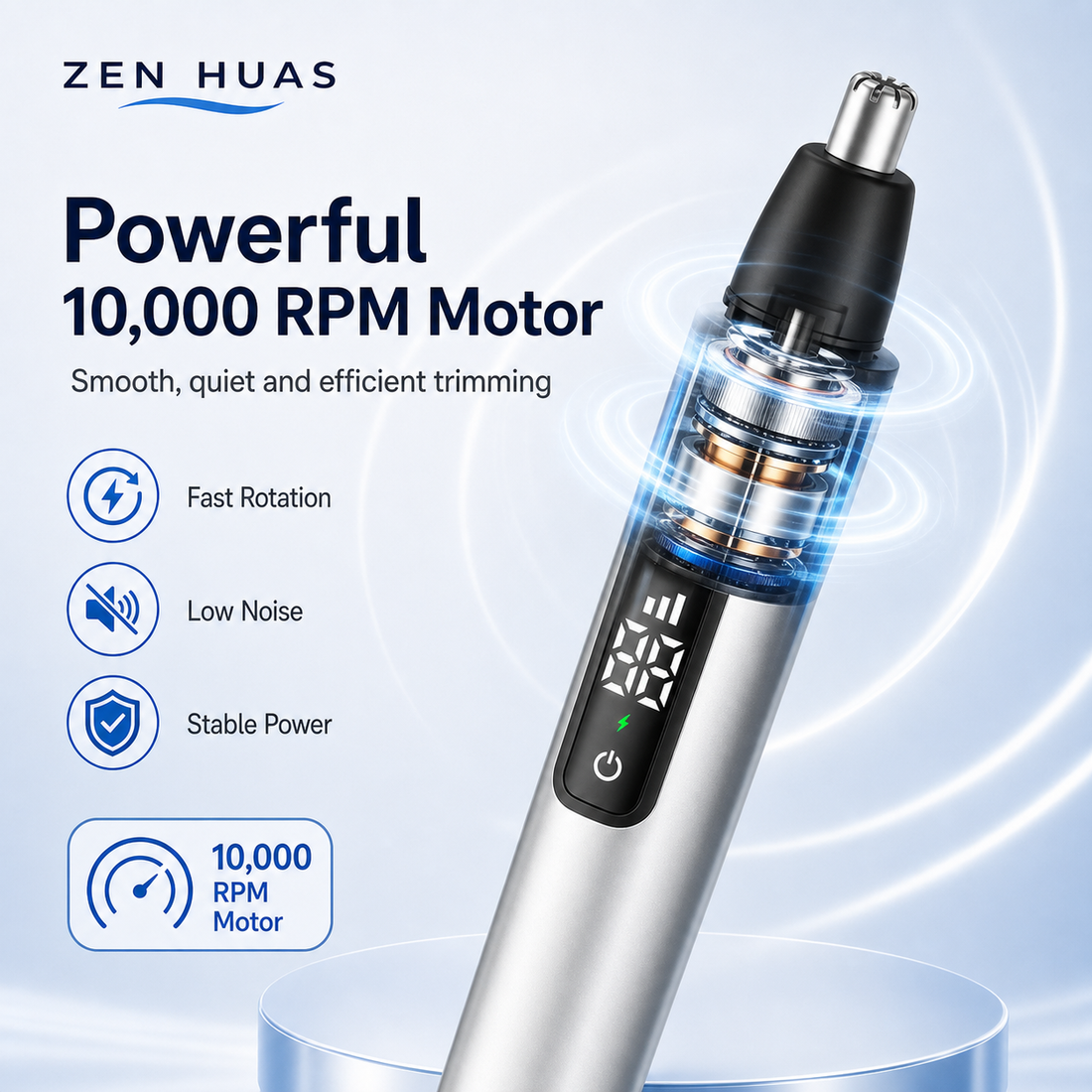 Rechargeable Electric Nose Hair Trimmer with LED Digital Display, 360 Degree Head and Type-C Fast Charging - product detail 4
