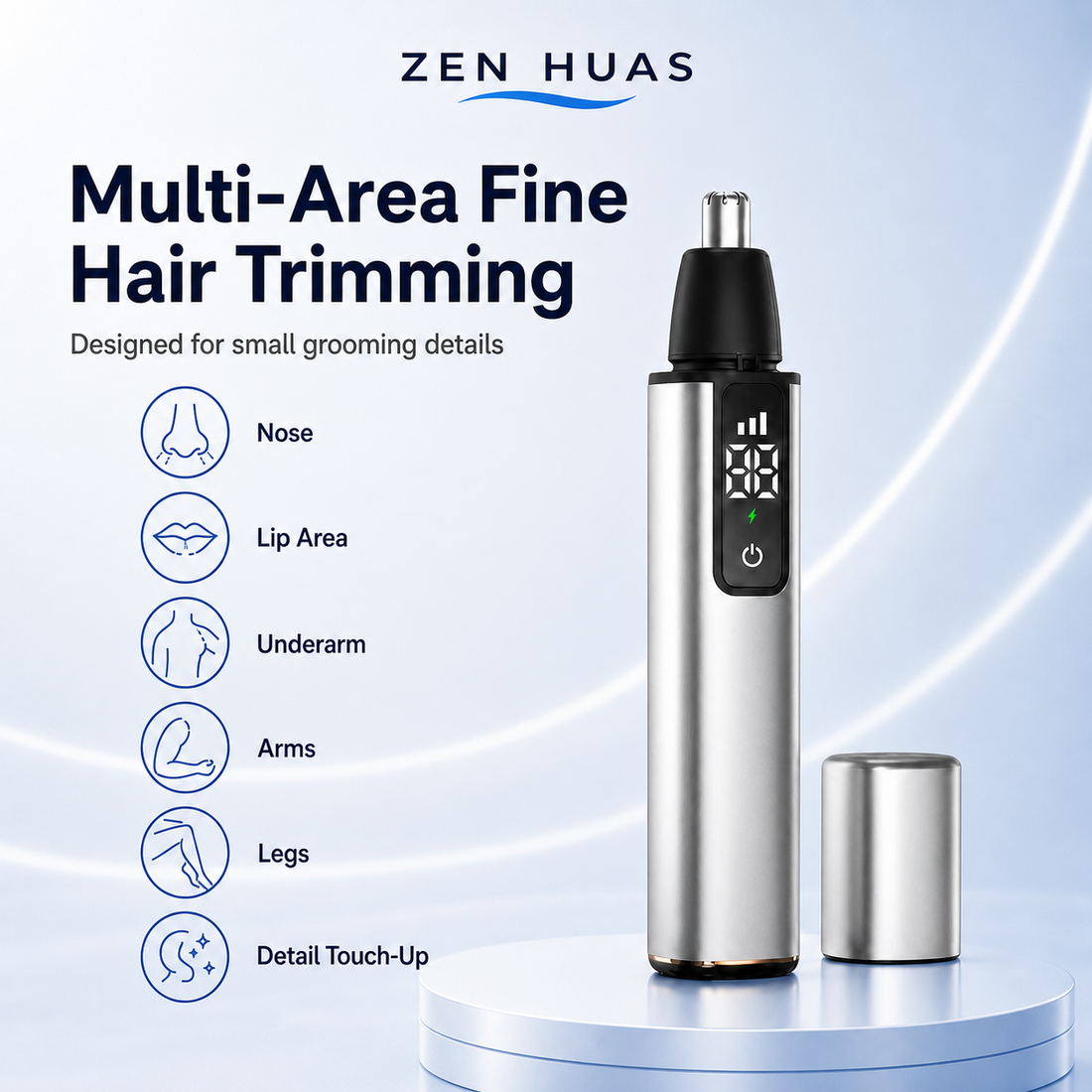 Rechargeable Electric Nose Hair Trimmer with LED Digital Display, 360 Degree Head and Type-C Fast Charging - product detail 7