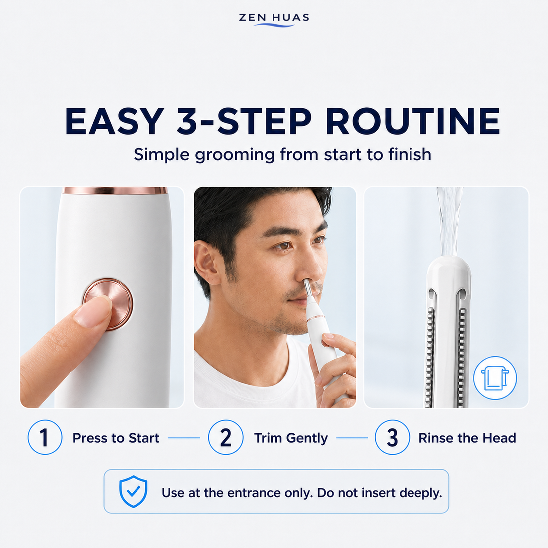 SOOCAS nose trimmer three step routine