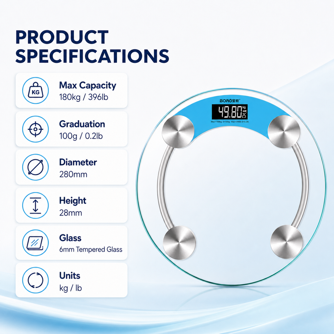 Digital body scale specifications