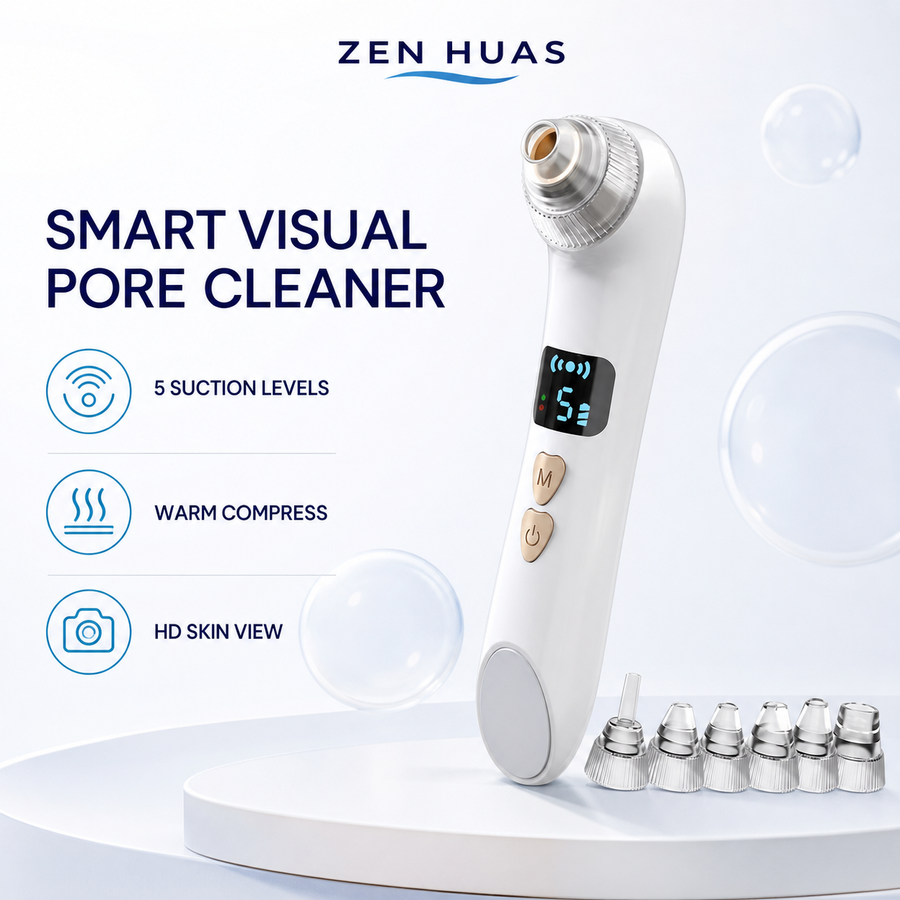 Smart Blackhead Remover Pore Vacuum with HD Camera, Warm Compress, 5 Suction Levels and 6 Cleaning Tips