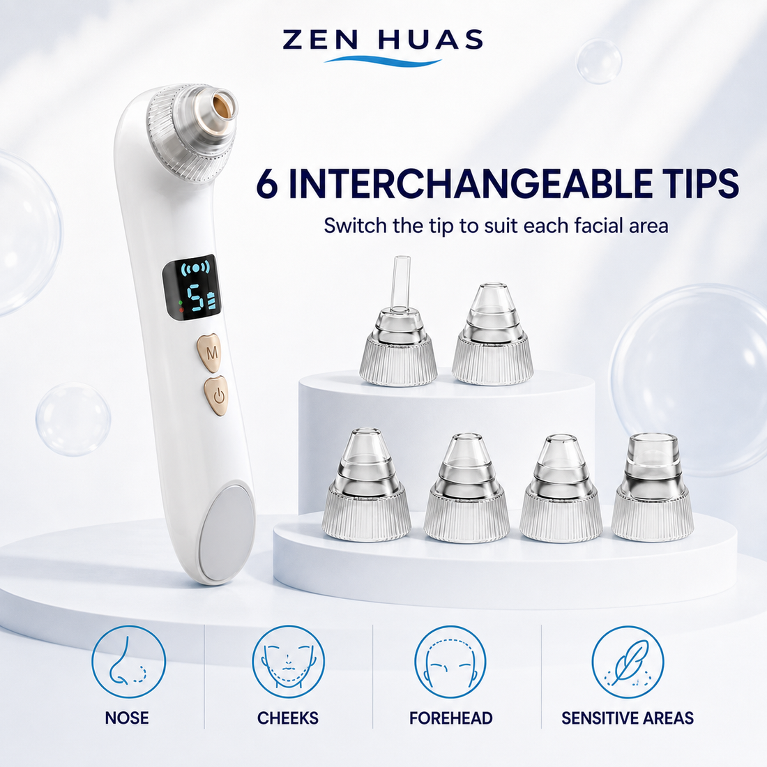 Smart Blackhead Remover Pore Vacuum with HD Camera, Warm Compress, 5 Suction Levels and 6 Cleaning Tips - product detail 4