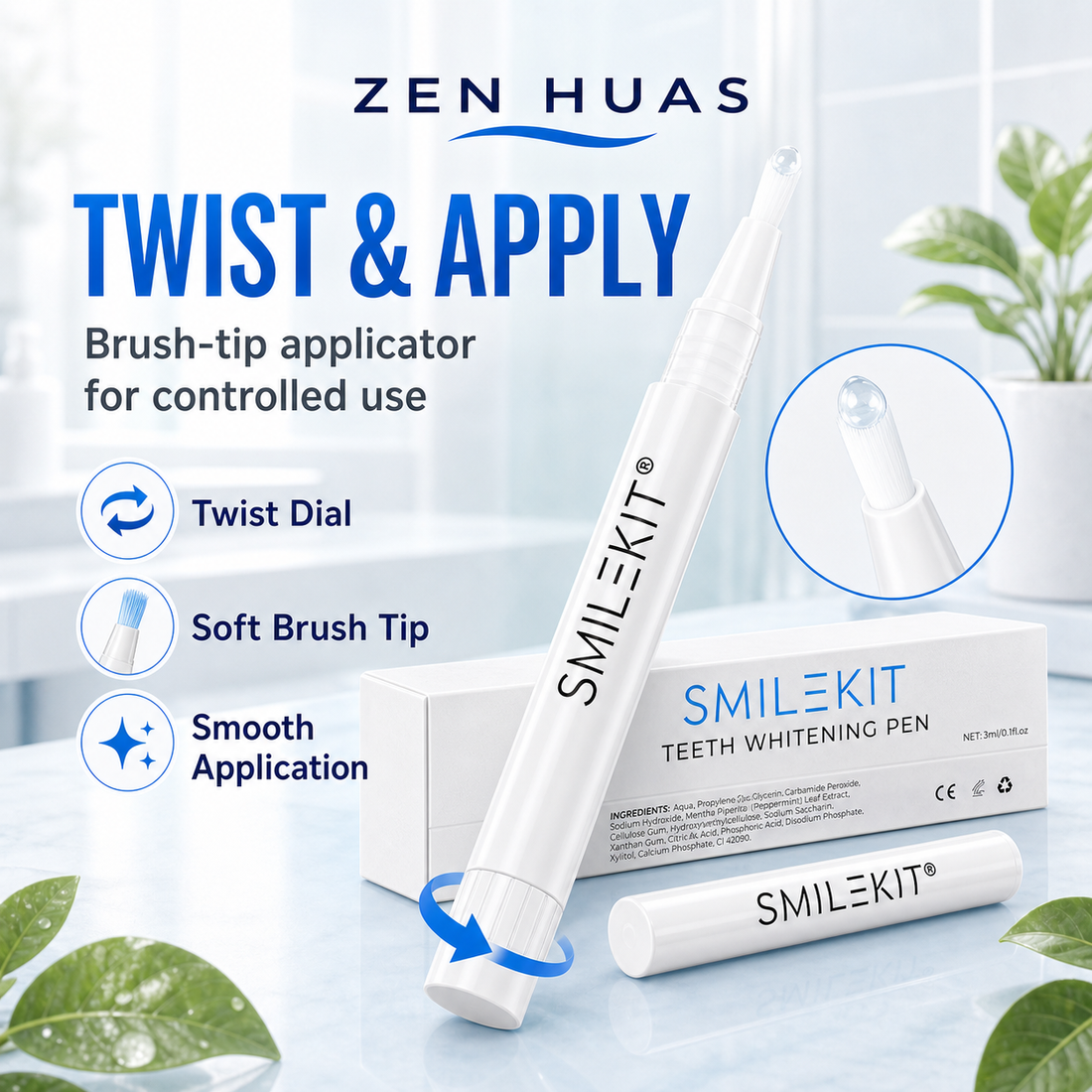 Teeth Whitening Pen 2pcs Brush Tip Gel Applicator Twist Design Portable Oral Care Daily Surface Stain Care - product detail 2