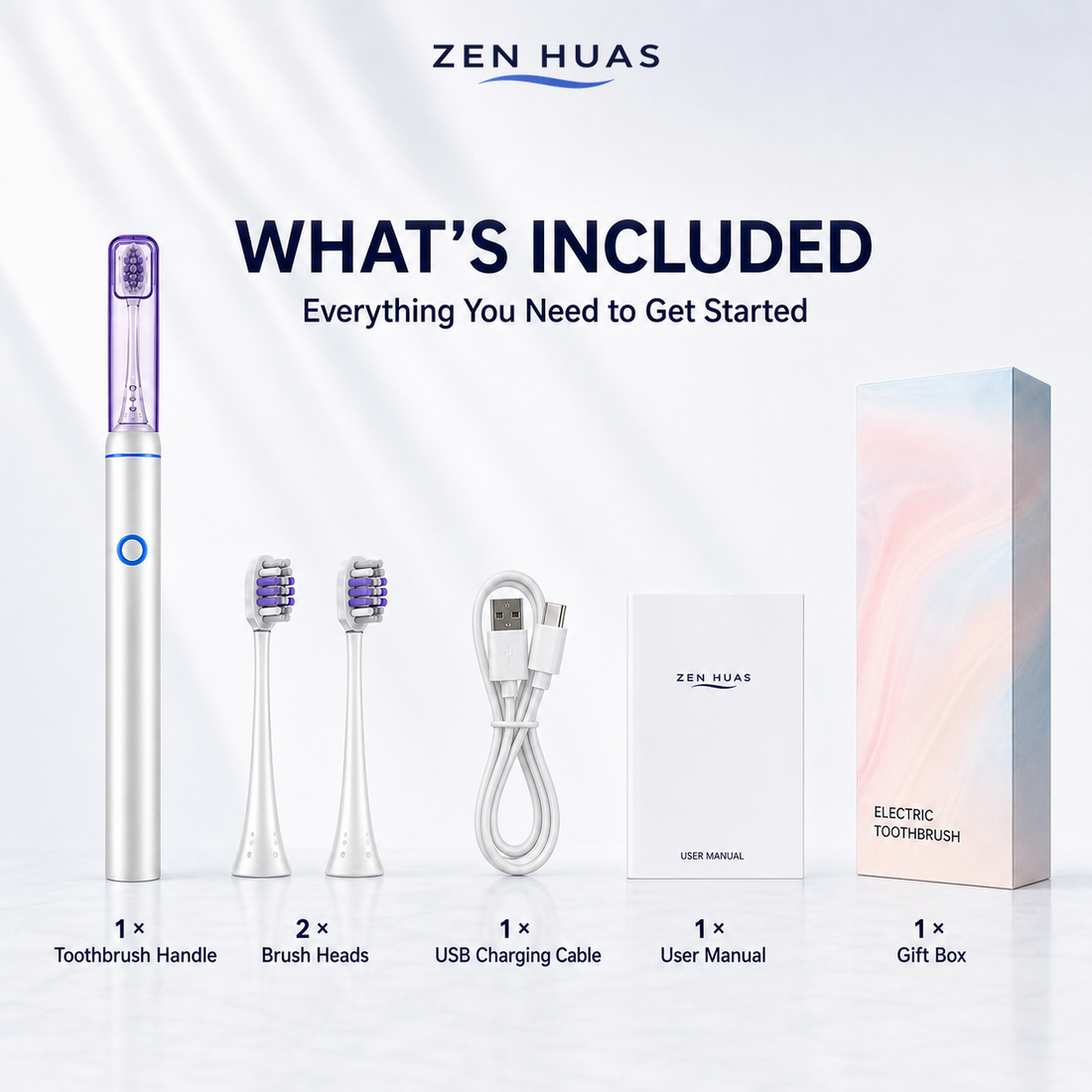 Sonic toothbrush package contents