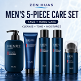 VEZE Men's 5-Piece Skincare Set with Facial Cleanser, Toner, Lotion, Moisture Cream and Hand Cream Gift Set