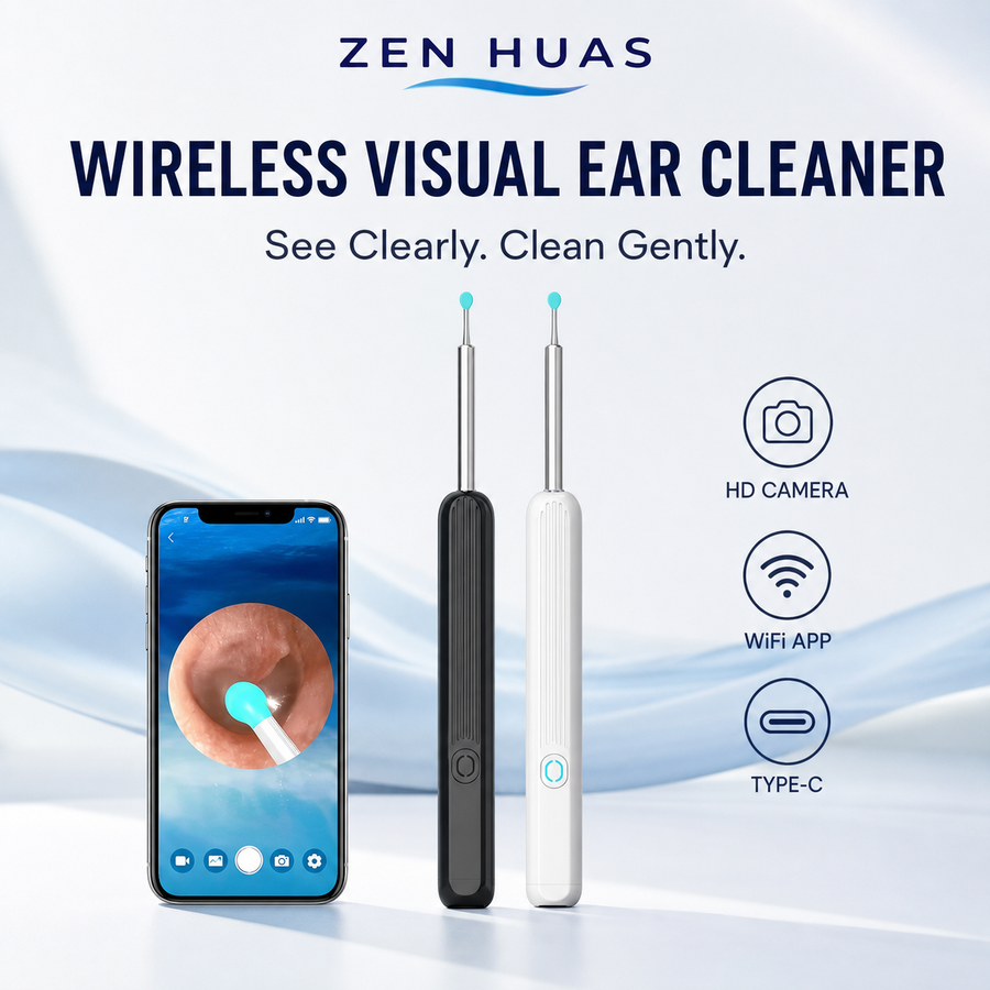 Wireless Visual Ear Cleaner 1296P HD Camera with WiFi App, Soft Tips and Type-C Rechargeable Design for Home Use