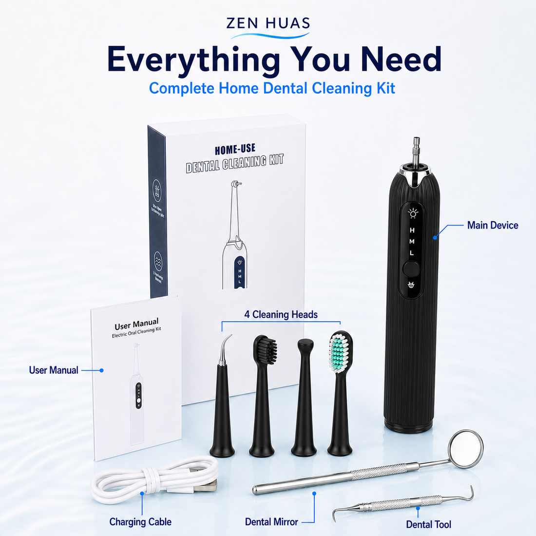 Electric Tooth Cleaner Kit contents