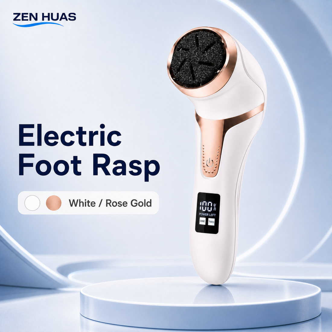 Electric foot rasp - White and Rose Gold