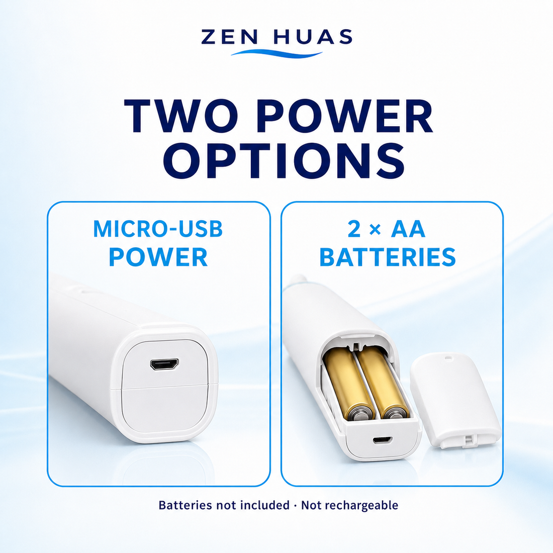 Micro-USB or AA battery power options