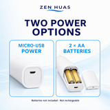 Micro-USB or AA battery power options