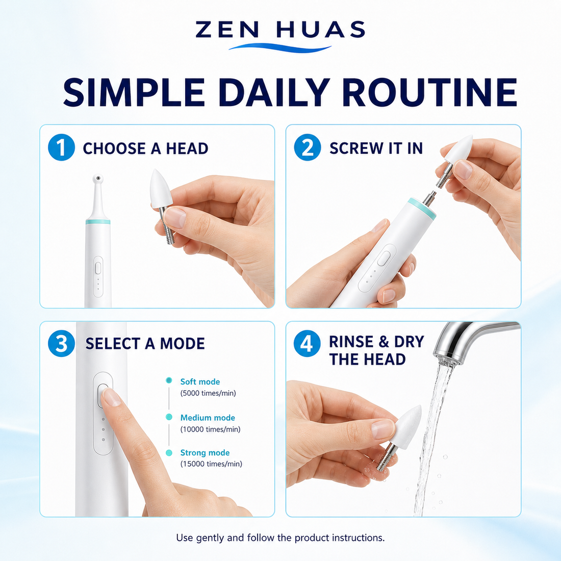 Electric Tooth Polisher usage steps