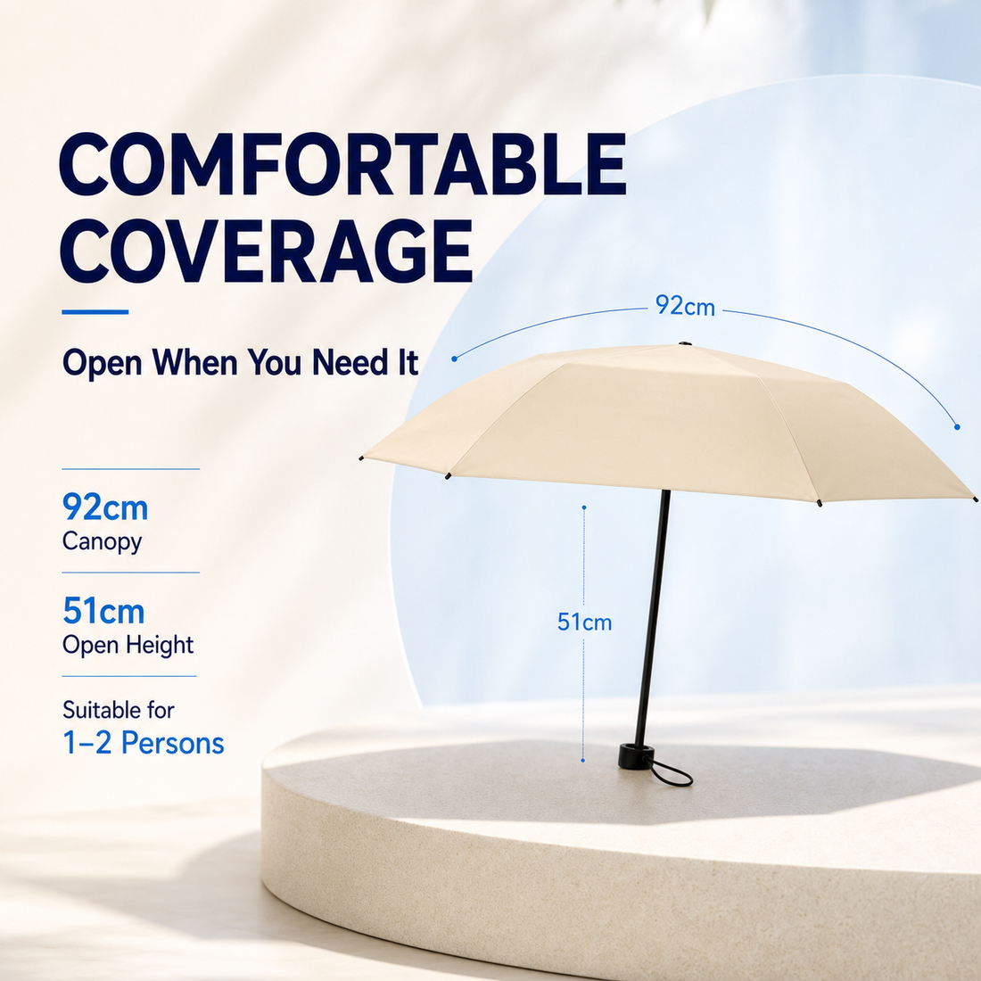 Umbrella coverage and dimensions