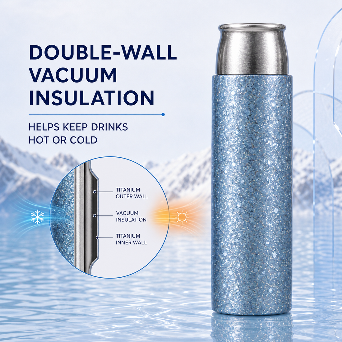 ZEN HUAS 410ml Pure Titanium Vacuum Bottle detail 5