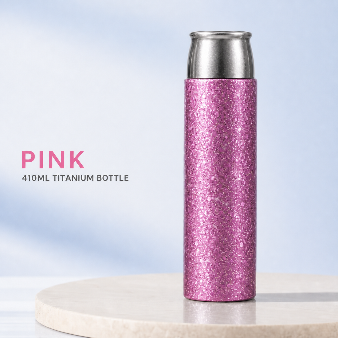ZEN HUAS 410ml Pure Titanium Vacuum Bottle Pink